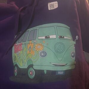 Purple Hoodie with Green VW Hippie Bus Graphic